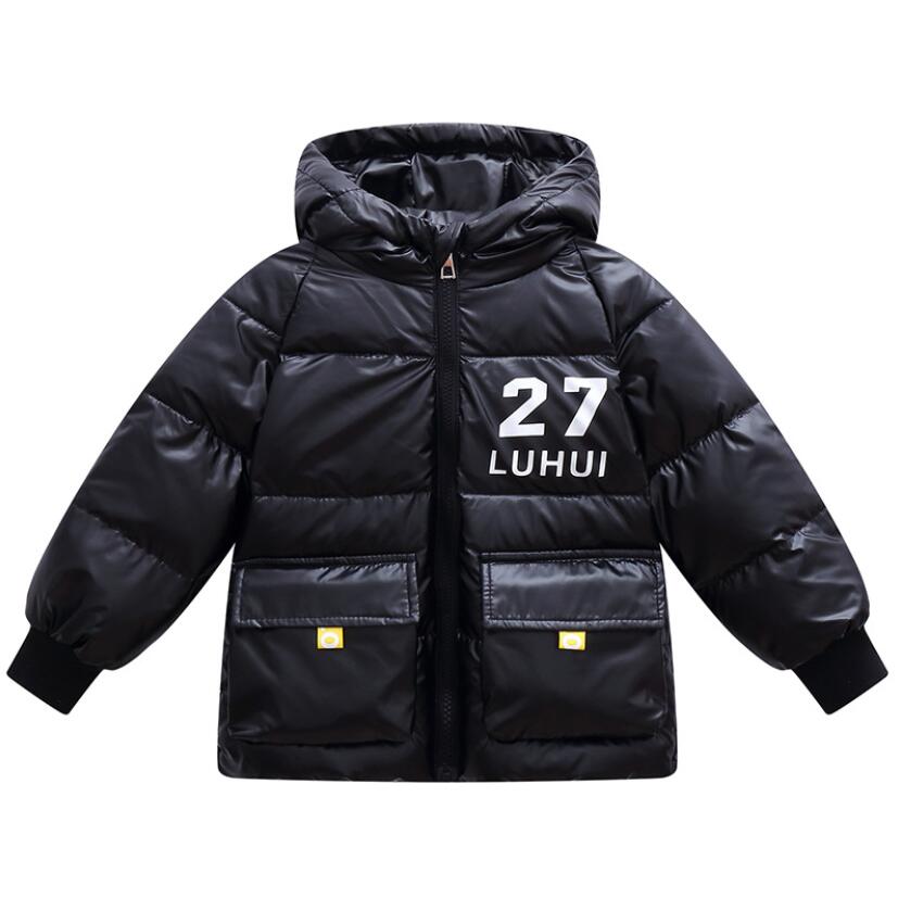 verdicken Warme Weiße Ente Unten Winter Helle Oberfläche freundlicher SnowCoat Schwergewicht Outfits Baby Jungen Mädchen Jacken Outwear: Schwarz / 6T