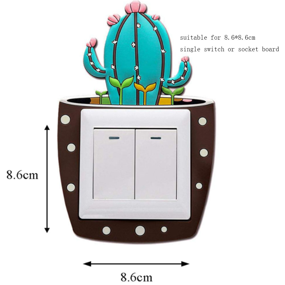 6pcs/set Cartoon 3D stickers Cactus Fluorescent Wall Stickers On-off Switch Stickers Kids Luminous Light Switch Home Decorations