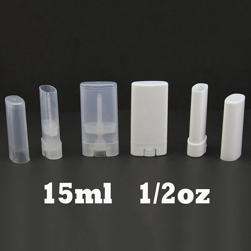 50 Clear/Wit Lege Ovale Platte Buizen Deodorant Lippenbalsem Containers 15G