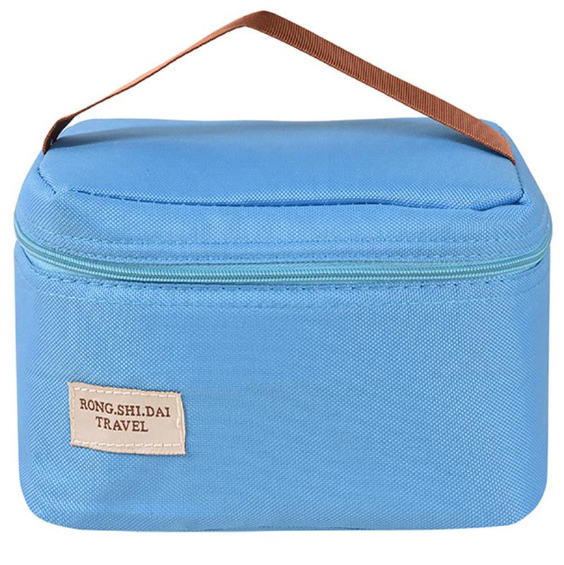 Thermal Picnic Lunch Bag For Children Kids Cute Candy Jelly Color Food Lunch Bags Handbag Girls Women Insulated Box Tote: Blue
