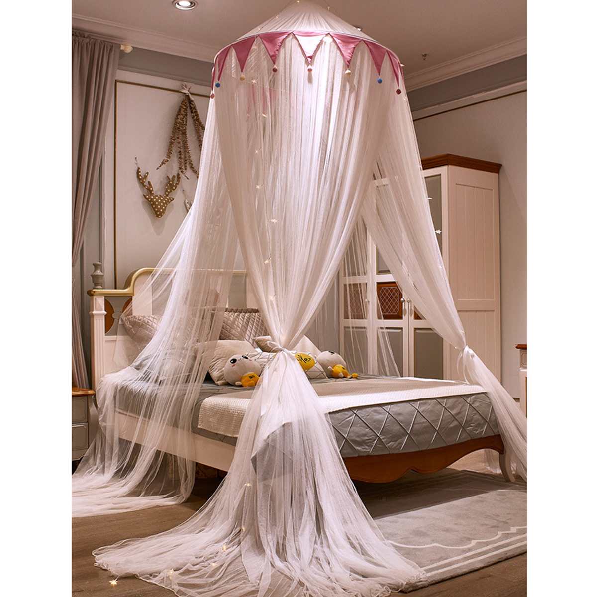 Mosquitera montada en el techo para el hogar, dosel plegable para cama, decoración de Estilo Princesa, novedad de: Rosa