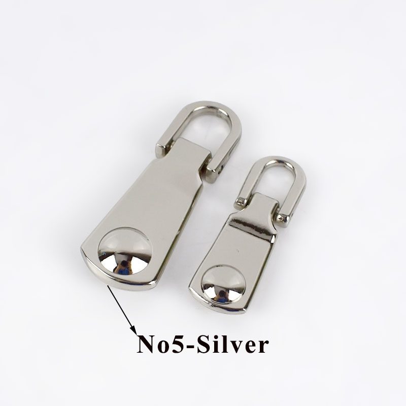 10pcs 3# 5# Metal Zipper Pullers Jacket Coat Zip Repair Kits Zipper Pull For Zipper Sliders DIY Sewing Crafts: No5-Silver