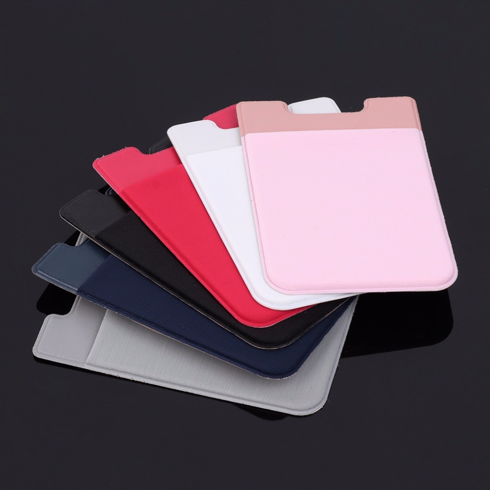 6 Color Adhesive Sticker Mobile Phone Back Cards Wallet Case Credit ID Card Holder Cell Phone Card Holder Pocket 5.8 x 8.8cm