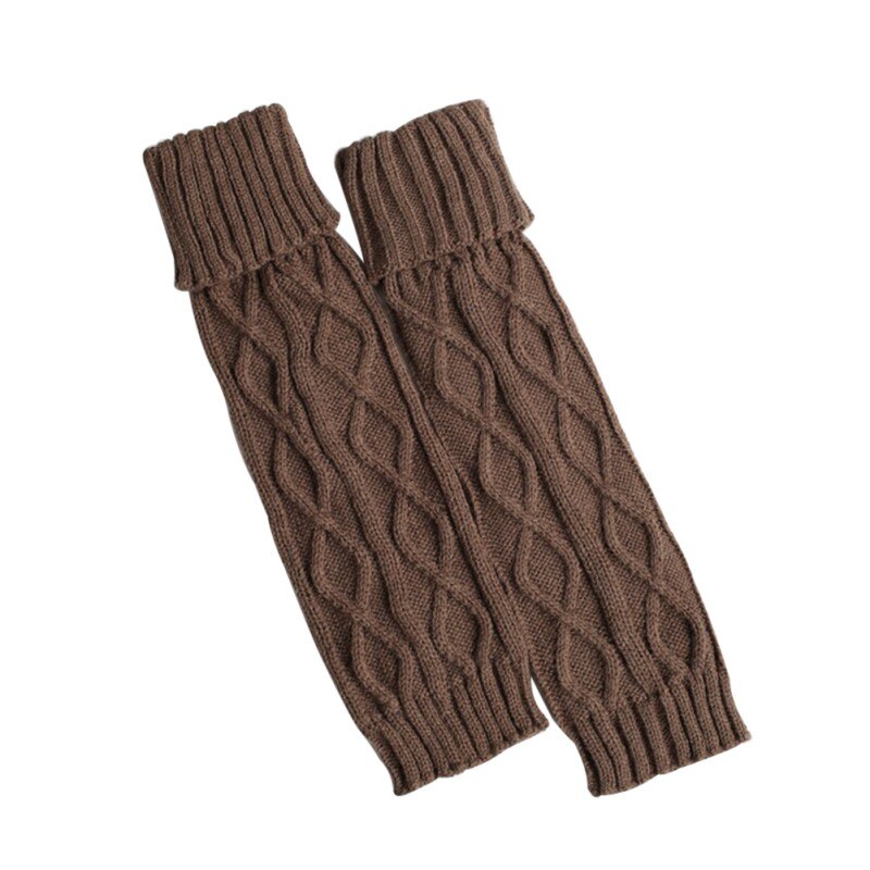Strikket uld varm leggings i den lange sektion af de rhombiske støvler benvarmere efterår og vinter fødder sæt bunker af sokker benvarm: K