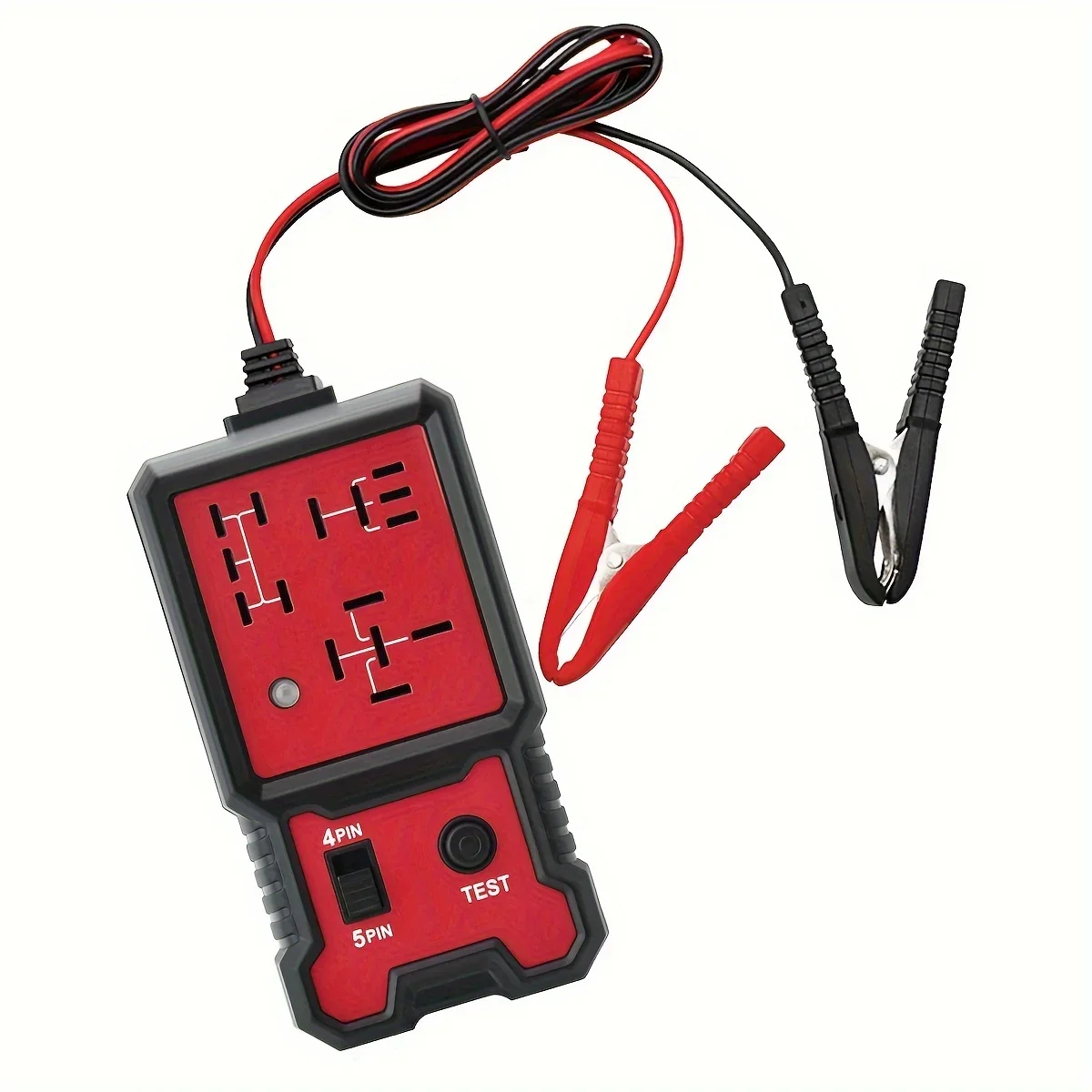 Auto Relay Tester for 12V - Durable Car Diagnostic Tool with Battery Clips, Fits 4-Pin & 5-Pin Relays