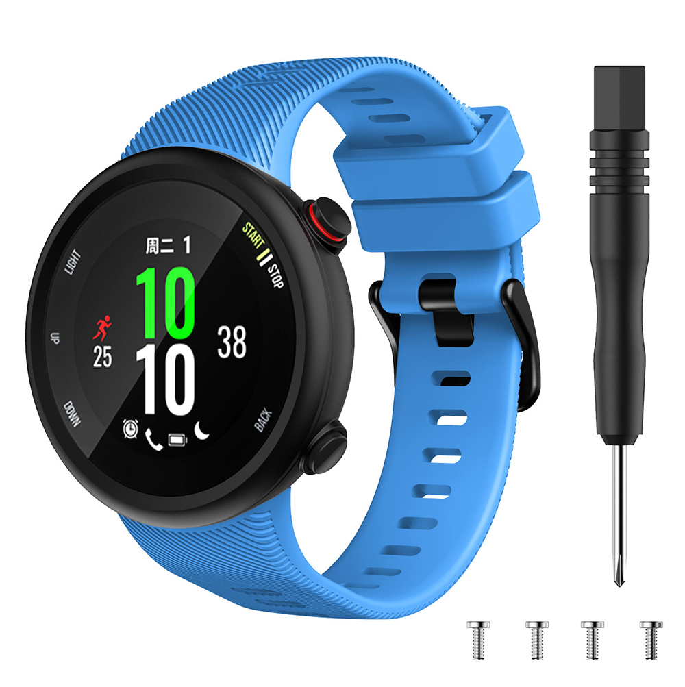 Correa de reloj con herramienta para Garmin Forerunner 45 45S Garmin Swim 2, repuesto de silicona, accesorios para correa de reloj inteligente: Verde negro / 20 mm