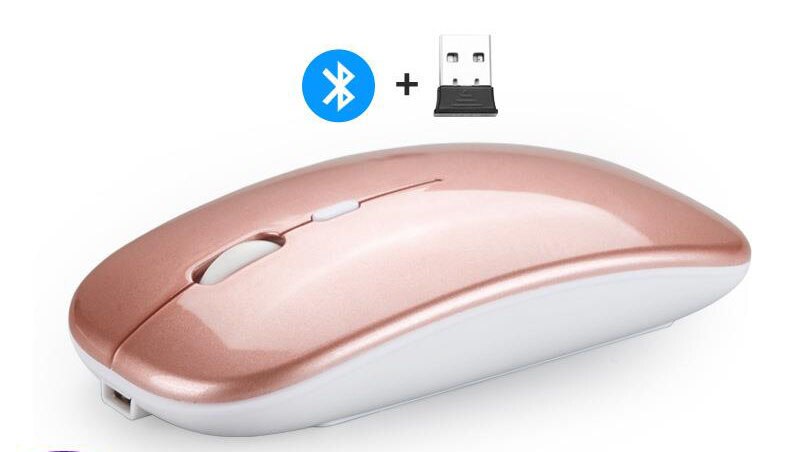 Gelee Kamm Wiederaufladbare Drahtlose Maus Bluetooth Maus Dual Modus Dünne Stille Mäuse für Laptop Telefon Tablet Bluetooth 5,0 Maus: bothBluetooth  Pink