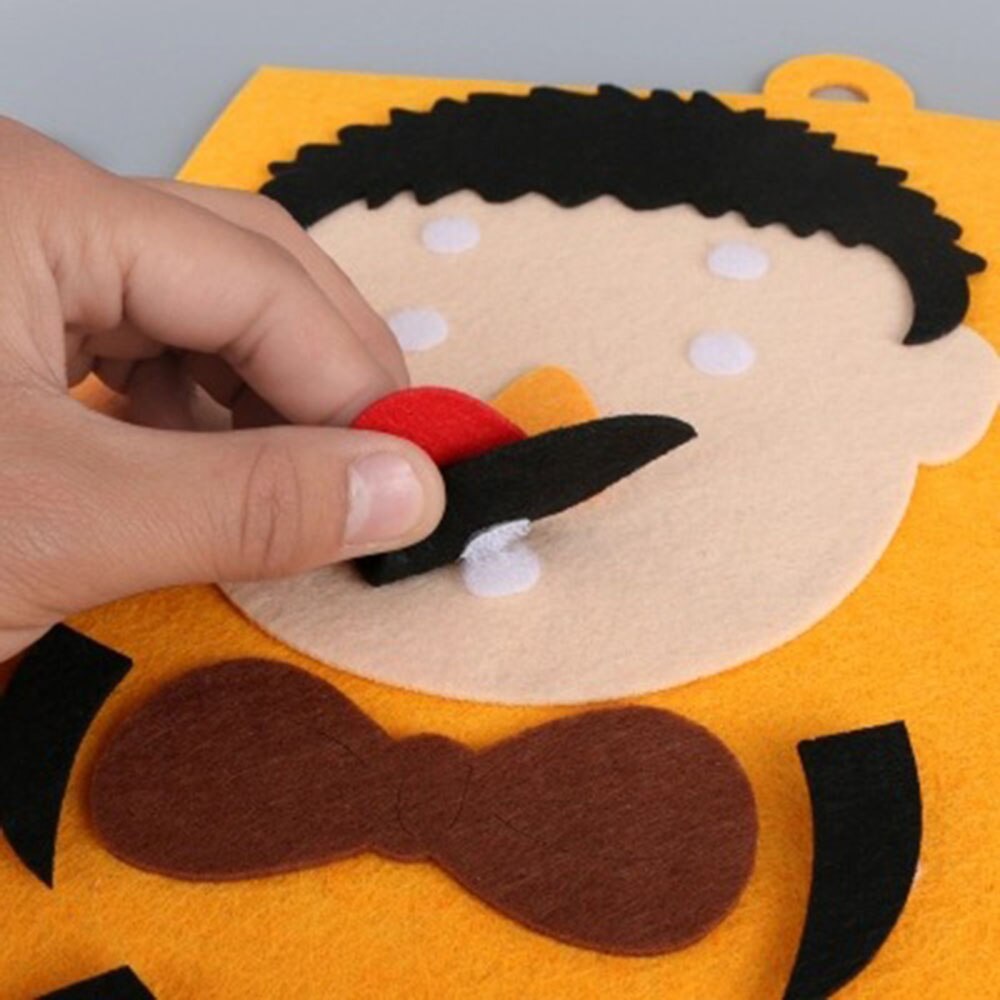 DIY Dad Mom Family Facial Expression Puzzle Parent-Child Game Toy Children Early Education Fabric Material Hand Tool