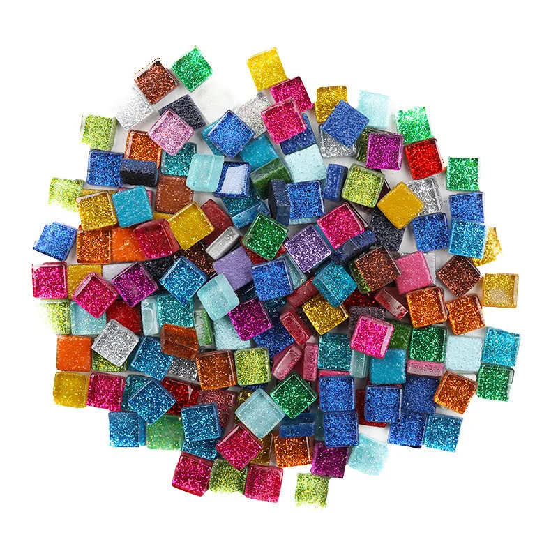 50Stck Diy mischen Farbe funkeln Glas Mosaik Steine Mosaik Fliesen Glas Kiesel Handwerk Material Puzzle Für Diy Mosaik, Der 10*10mm