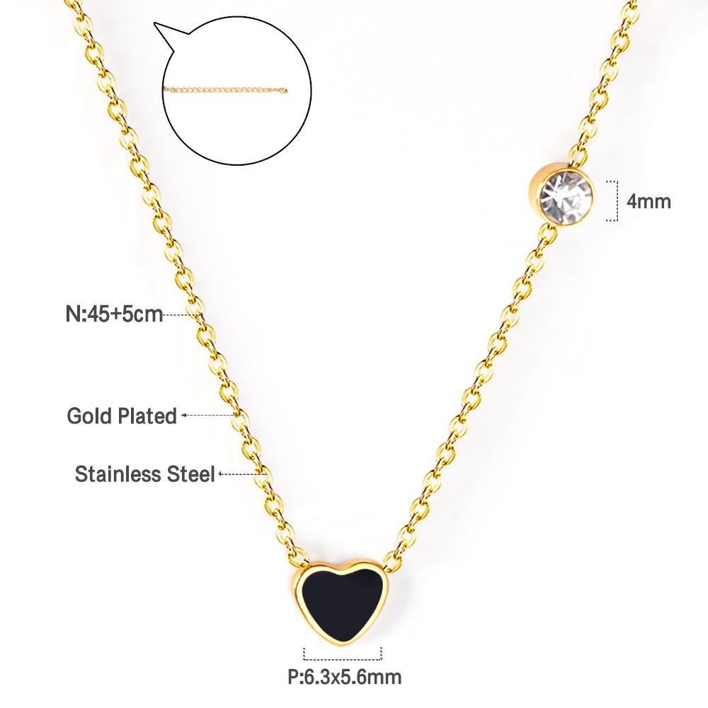 LUXUKISSKIDS Red Heart Charms Pendant Necklace Y2K Cute Tiny Love Heart Choker Babygirls Stainless Steel Jewelry Christmas: Black Gun Plated