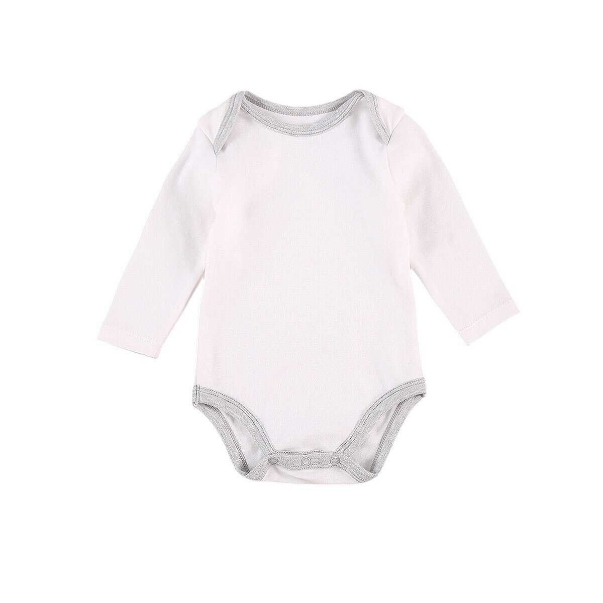 Enfant en bas âge côtelé tenue épissage couleur o-cou manches longues barboteuses haut pour bébé filles, garçons, 0-18 mois printemps automne: Gris / 6M