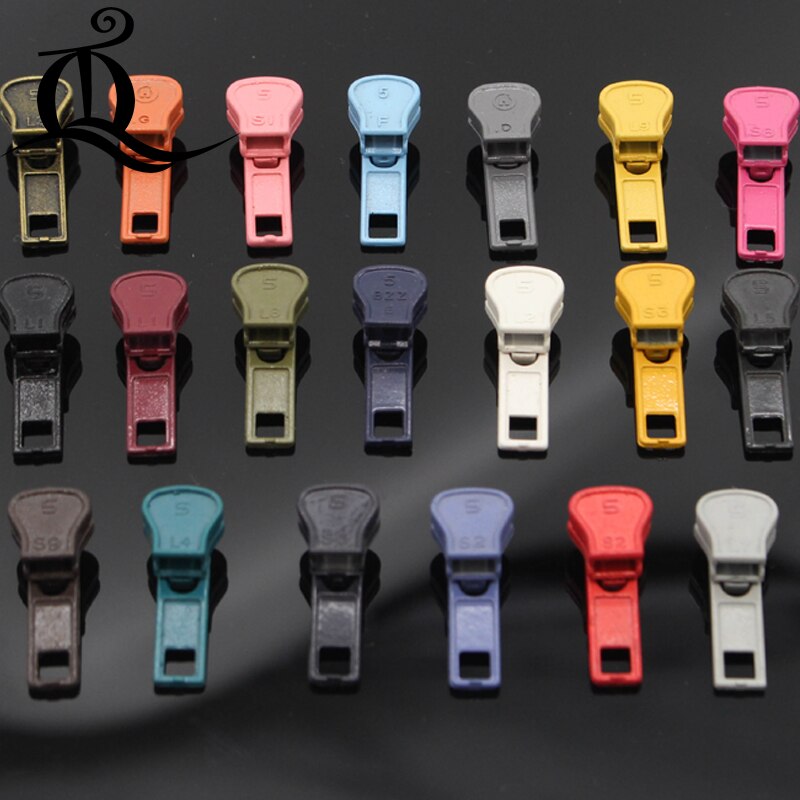 5 # cor da mistura 20pcs Zipack/Vestuário/Ferramentas De Costura Sob Medida Aplicada a resina zíper, zíper de metal Puxa zíper Cabeça Para Bolsa/Volta