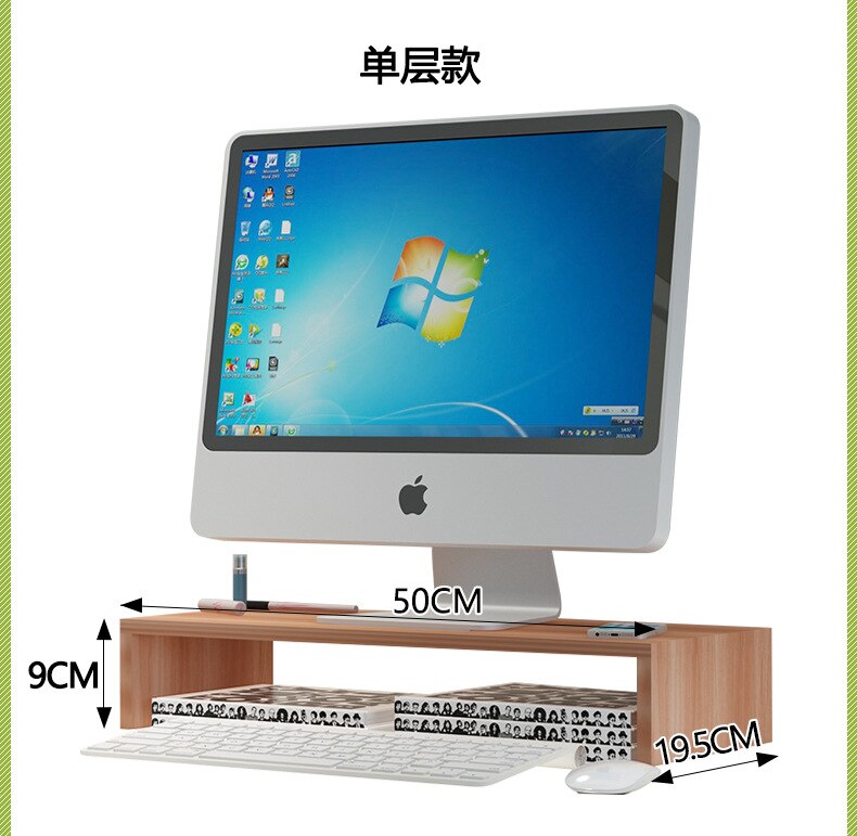 Computer Monitor Increased Shelf Desktop Keyboard Storage Rack Bookshelf black/brown