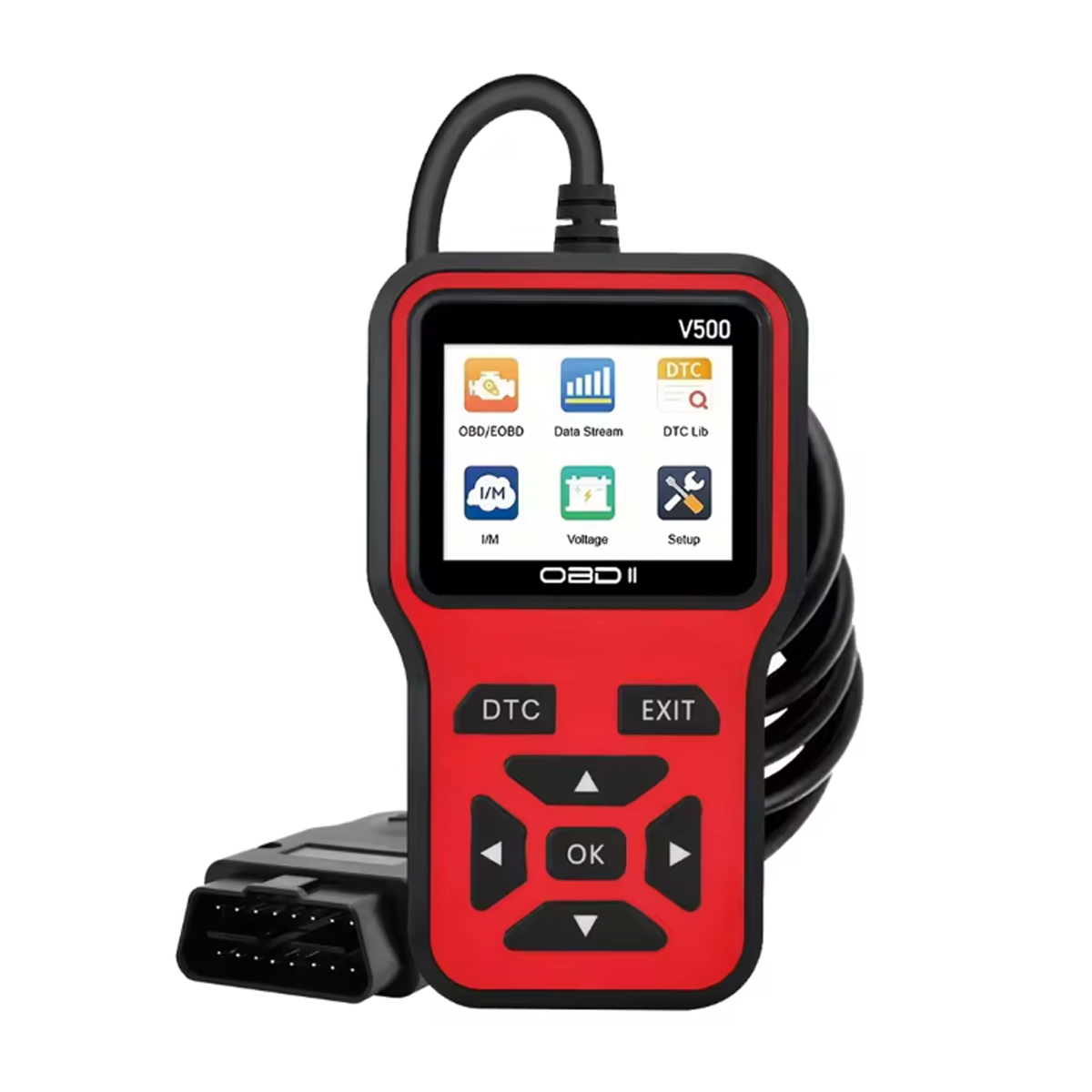 OBD2-scanner V500 - Directe codelezer en spanningscontrole voor volledige systeemdiagnose van OBDII/CAN-voertuigen en foutanalyse van 0s: WIT