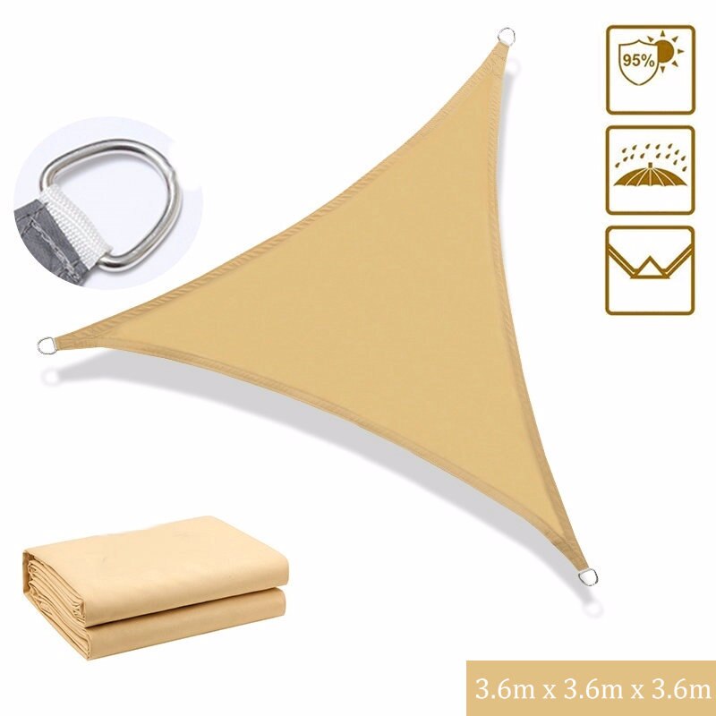 Anti-UV square Triangle Sun Shelter Awning Pool garden Patio Shade Tent Waterproof Sail Sunshade Tarp For Outdoor Camping: Yellow 3.6mx3.6mx3.6