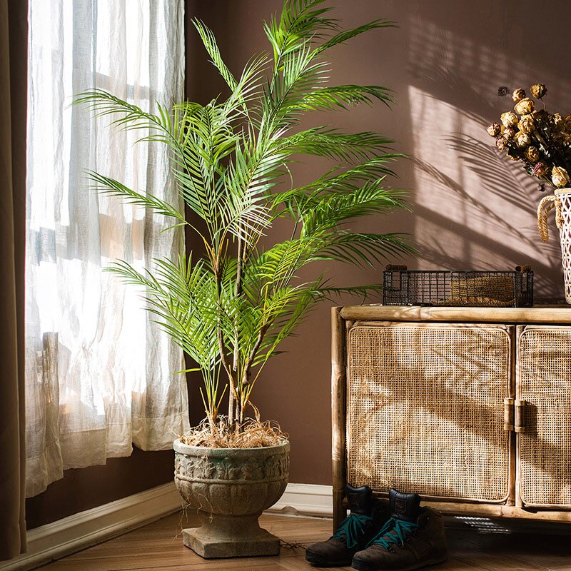 125cm grand palmier artificiel plantes tropicales faux Plam feuilles réel toucher plantes branche plastique Monstera feuillage mariage maison