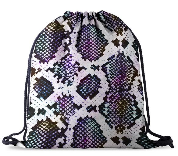 Bundel zak touw tas print slangenhuid patroon trekkoord rugzak dames heren dagelijks casual meisjes mochila knapzak vrouwelijk: Bpa 602777