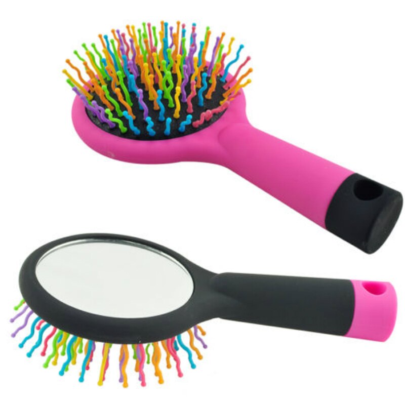 Rainbow Hair Brush Volume S Brush Curly Magic Detangling Comb with Mirro
