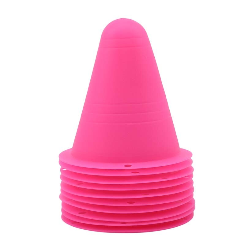 10 pz/set Skate Marker formazione coni stradali Roller calcio calcio Rugby formazione Soft Tower pattinaggio ostacolo Roller Skate Pile: pink