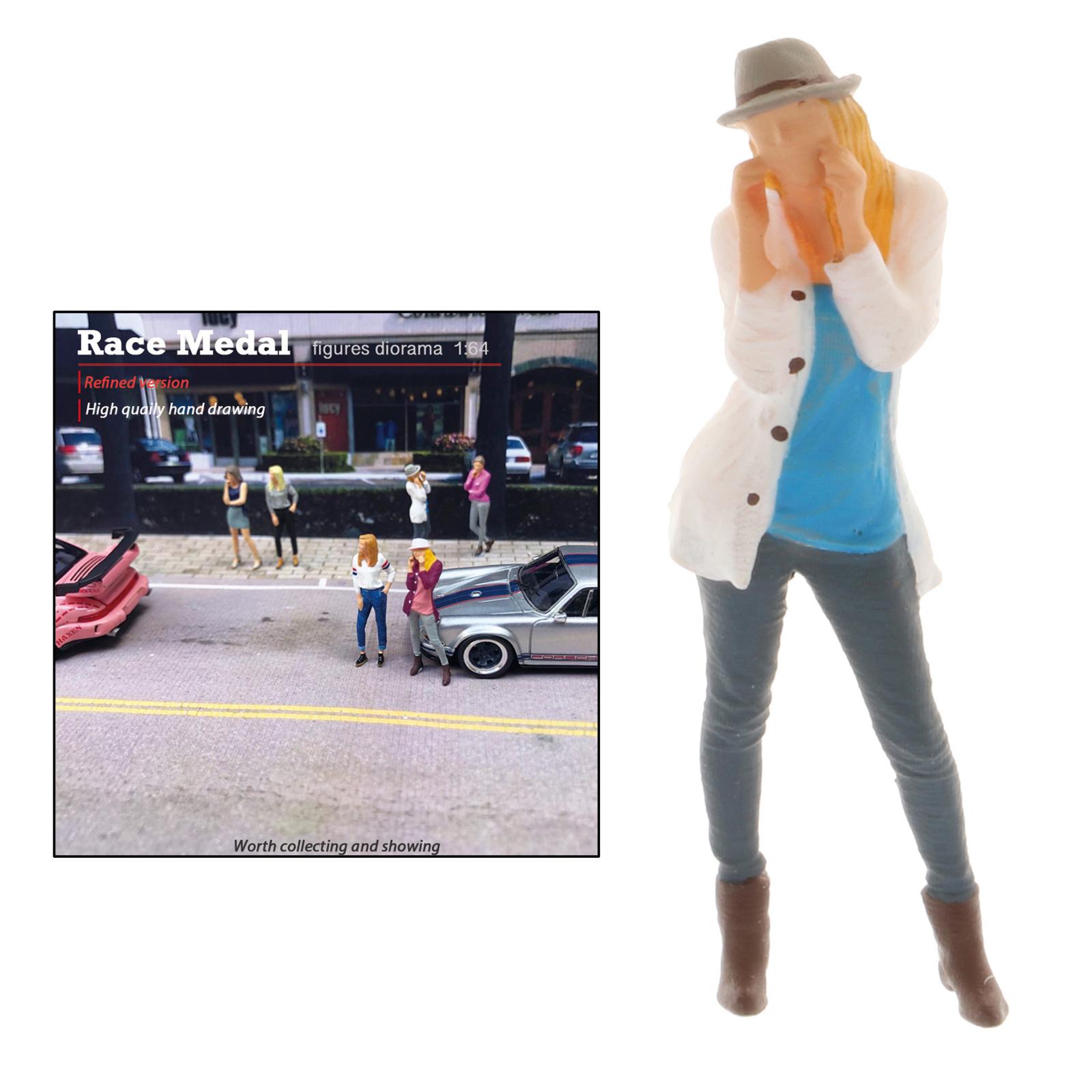 Miniature Diorama Painted Figure Resin Women Model Street Building Desktop Decor Accessories
