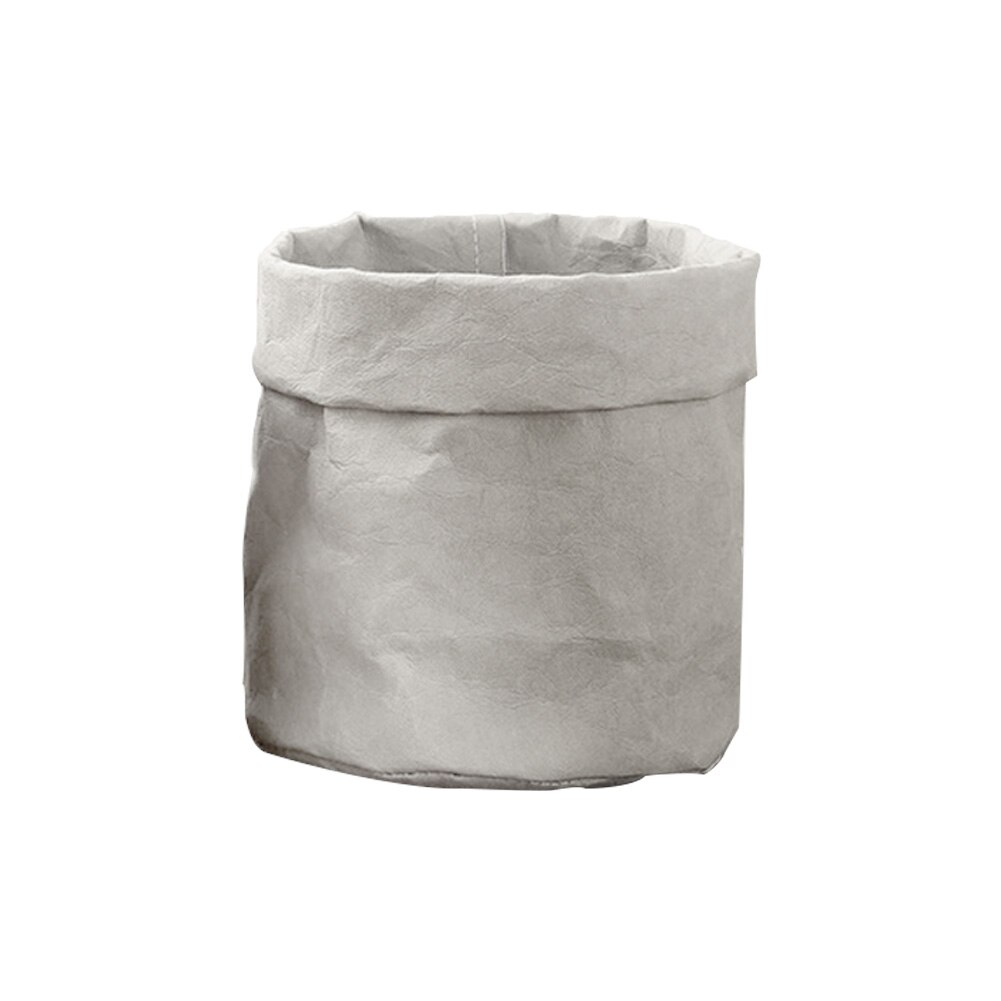 Washable Kraft Paper Flowerpot Desktop Flower Reuseable Multifunction Storage Bag Pot Container Flowerpot Succulents Planter Pot: Gray / 16x16cm