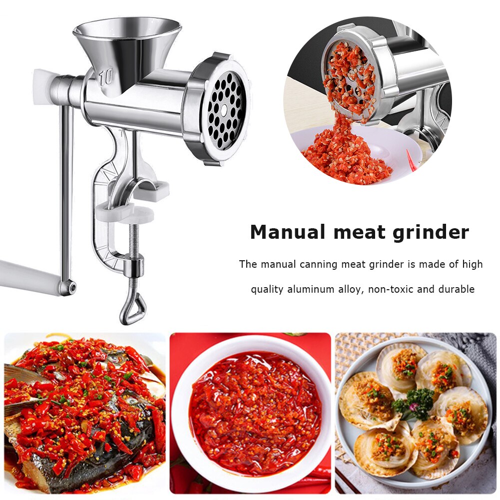 Manuell köttkvarn handdriven nötkött pasta nudlar korv tillverkare prylar aluminium slipmaskin köksredskap
