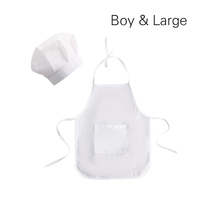 Baby Photography Chef hat Set White Little Chef Apron And Hat Baby White Chef Costume Photography Props Newborn Shooting Props: boy Large