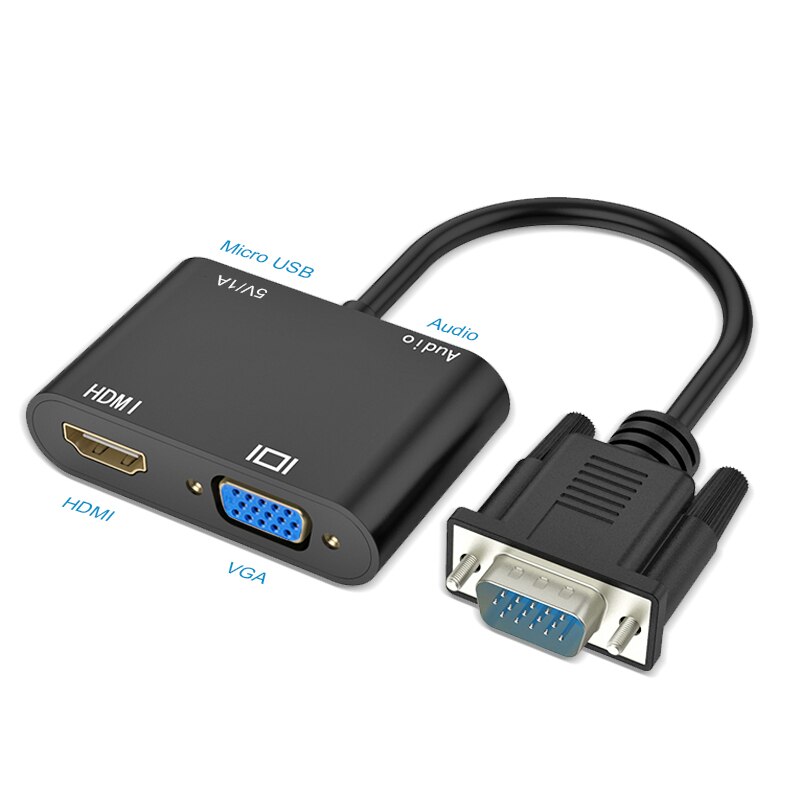 Vga Naar Hdmi-Compatibel Adapter Vga Splitter Met 3.5Mm Audio Converter Ondersteuning Dual Display Voor Pc Projector Hdtv multi-Poort Vga: vga to hd vga