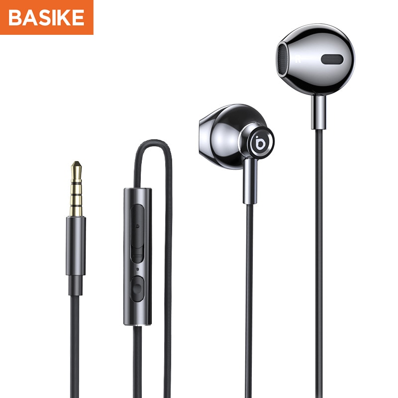 BASIKE écouteur 6D basse HiFi stéréo écouteurs avec micro + fil contrôle casque Android pour iphone Xiaomi universel casque 3.5mm