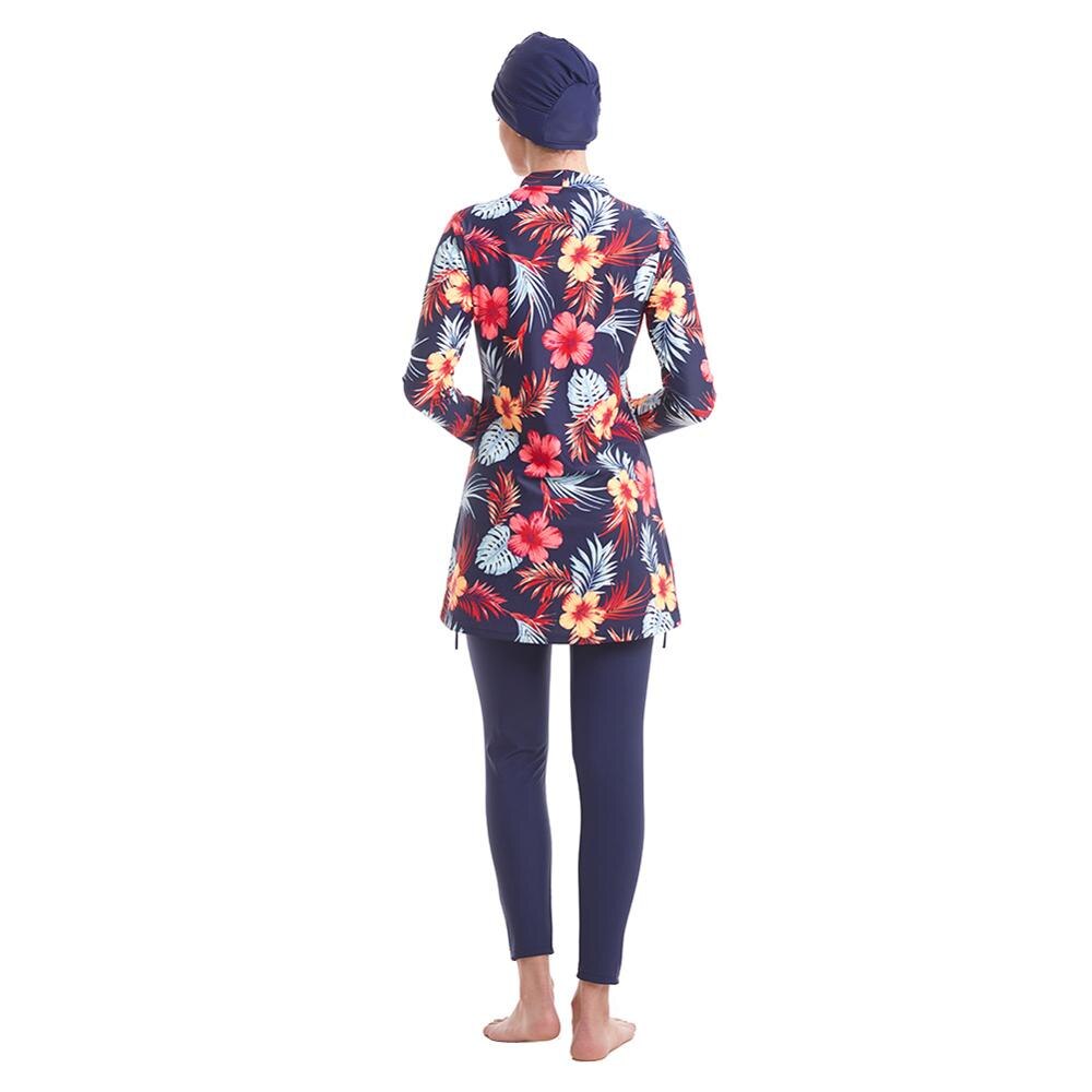 Newest Muslim Swimwear Female Print 3 piece Modest Women Islamic Burkinis Hijab Swimsuit Bathing Wear