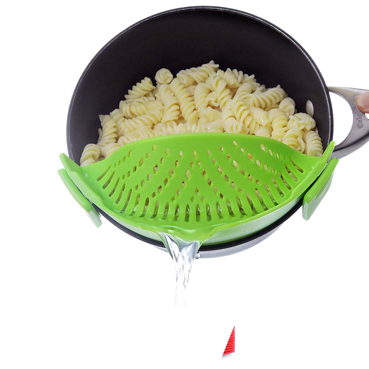 Colador de tensión de drenaje de cocina, colador de silicona con Clip, se adapta a todas las ollas y cuencos, Clip embudo escurridor gadget de cocina: Verde