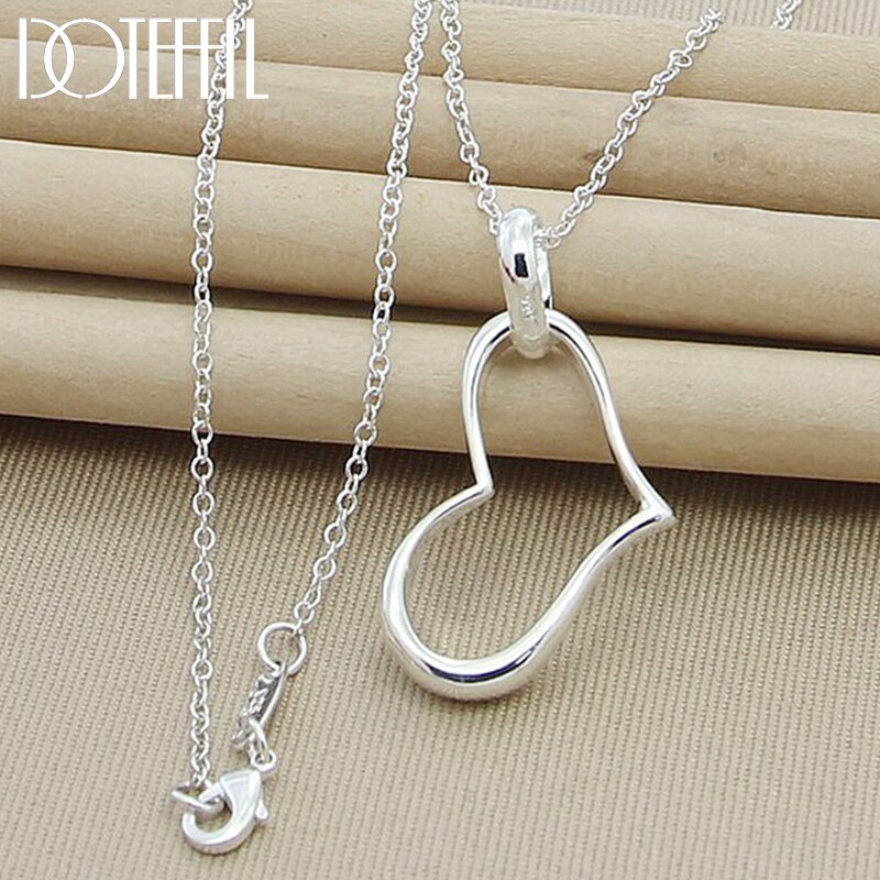 DOTEFFIL Dell'argento Sterlina 925 Del Pendente Del Cuore Della Collana 18 Pollici A Catena Per La Donna di Modo di Cerimonia Nuziale di Fidanzamento Del Partito Dei Monili di Fascino