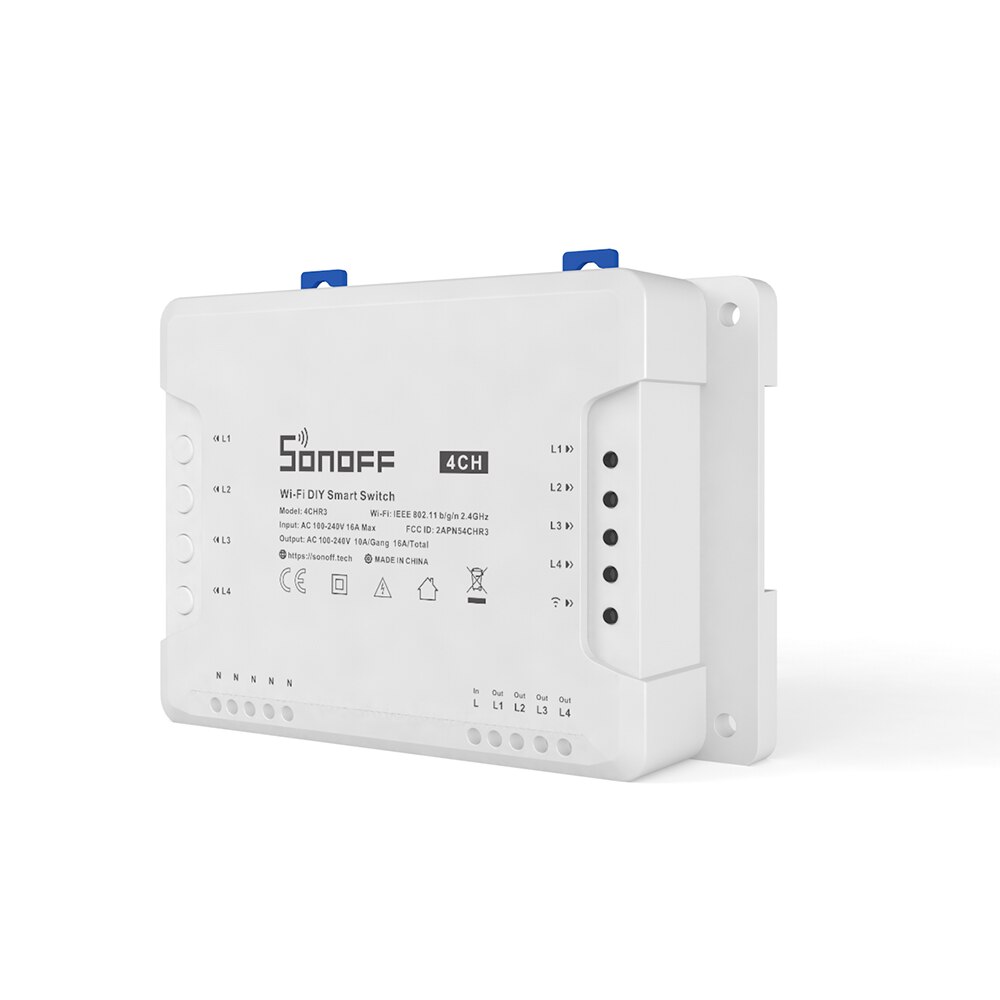 Sonoff-interruptor inteligente 4CH R3 4 Gang, dispositivo con Wifi, 3 modos de trabajo, bloqueo automático, a través de la aplicación Ewelink