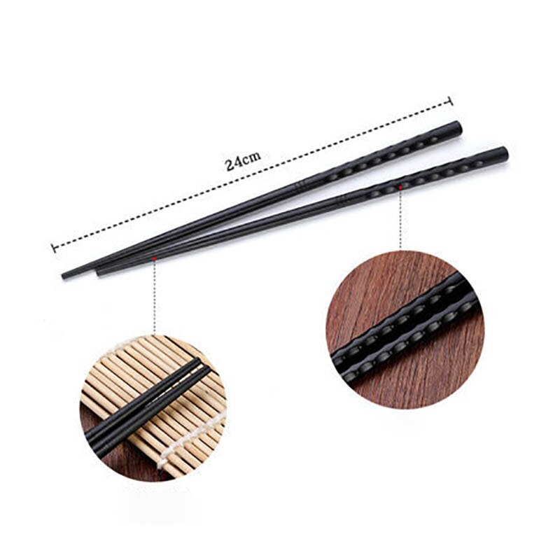 Palillos de metal antideslizantes para Sushi, utensilios de cocina reutilizables de estilo japonés/chino, bonito en blanco y negro, 1 par: 24cm wave pattern