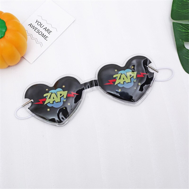 Ice Eye Patch Sleep Eyeshade Cute Cartoon Fruits Cold Compress Relieve Fatigue Sandy Beach Eye Patch Healthcare: black