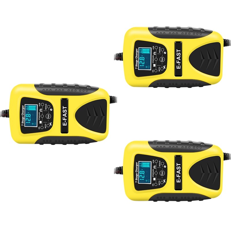 E-Fast 12V 7 Stage Multi-Battery Mode Lead-Acid Battery Charger Power Pulse Repair with LCD Digital Display