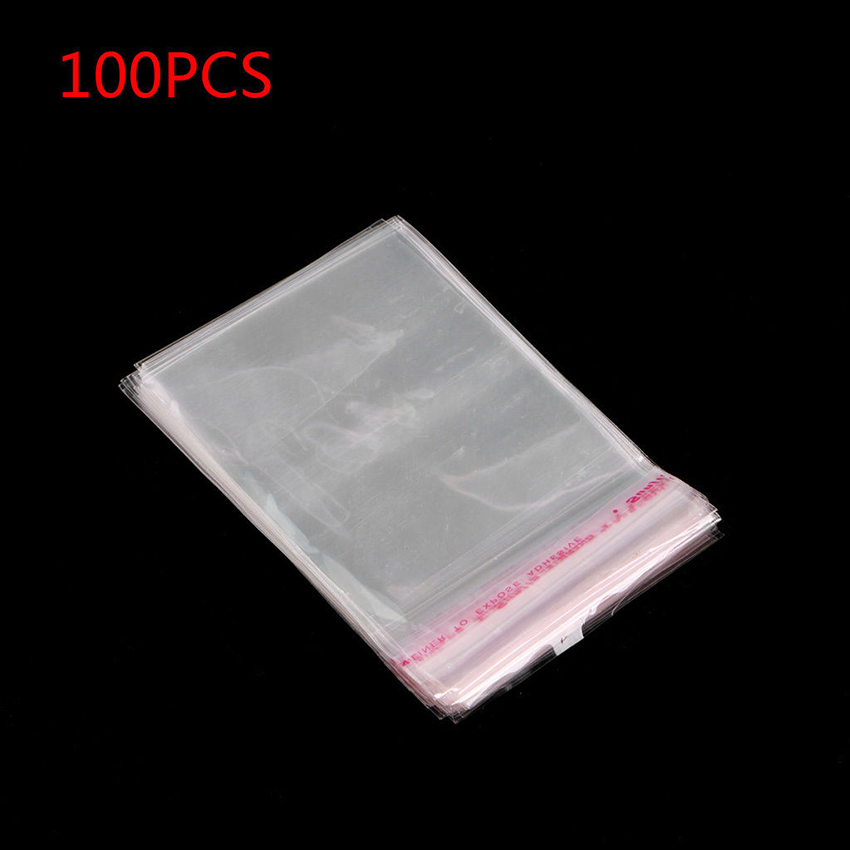 100pcs Plastic Thick Clear Transparent OPP Self Adhesive Seal Bag Resealable Poly Bags Bakery Cookie Cards Making OPP Bag: 7x10cm