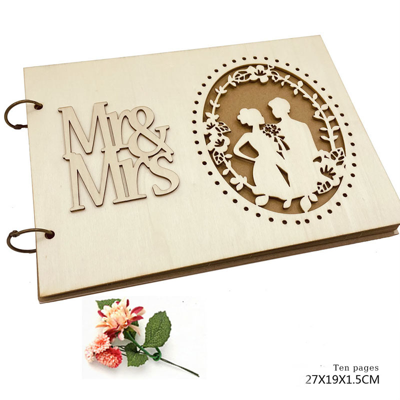Wooden Wedding Photo Frame Signature Guest Books Mr &amp; Mrs Love Wedding Decor For Weddings Rustic Wedding Bridal Shower Supplies