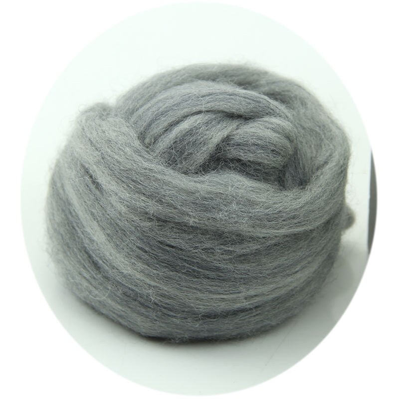 P82C Wool Corriedale Needlefelting Top Roving Dyed Spinning Wet Felting Fiber: GY