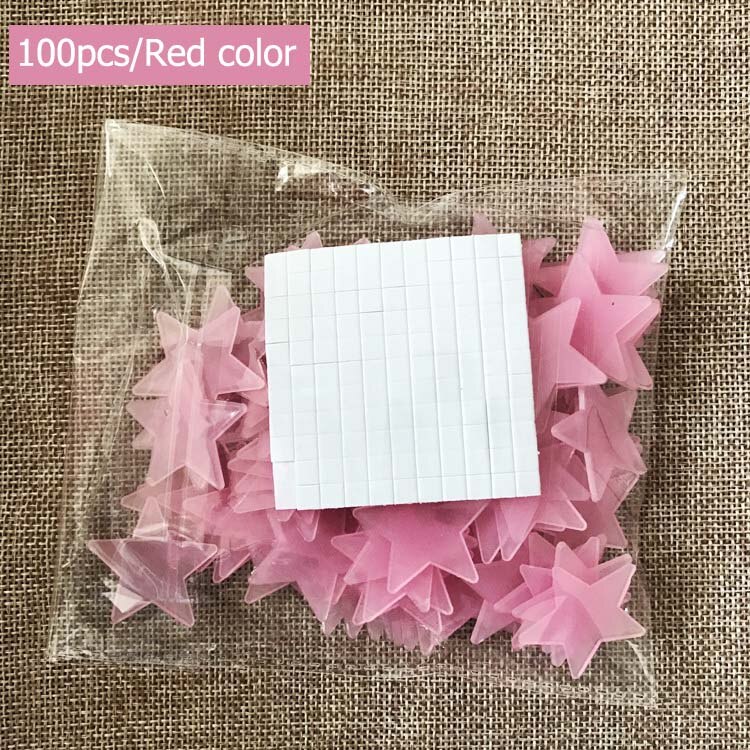 100pcs Luminous Stickers Stars Glow In The Dark Hallowee Sticker Toys For Children Light Stars Colorful Fluorescent Party W: red-03