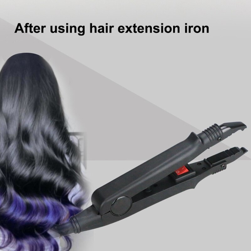 Hair Extension Iron Keratin Bonding Tools Fusion Heat Connector Machine Temperature Fusion Heat Connector Black Us Plug