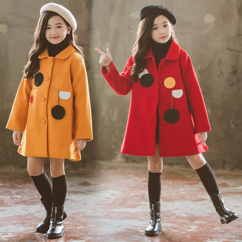 Abrigo de lana grueso para niña, chaquetas largas de invierno, ropa para niño, chaqueta y prendas de vestir, abrigo de lana grande