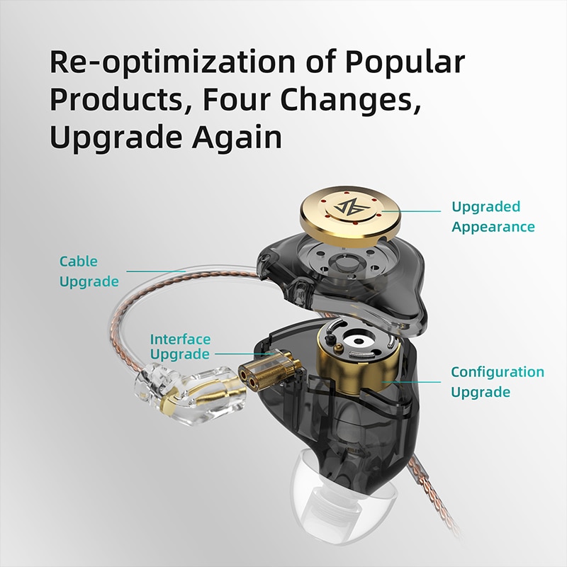 Auriculares KZ EDX PRO dinámicos HIFI Bass con monitor de oído, auriculares deportivos con cancelación de ruido