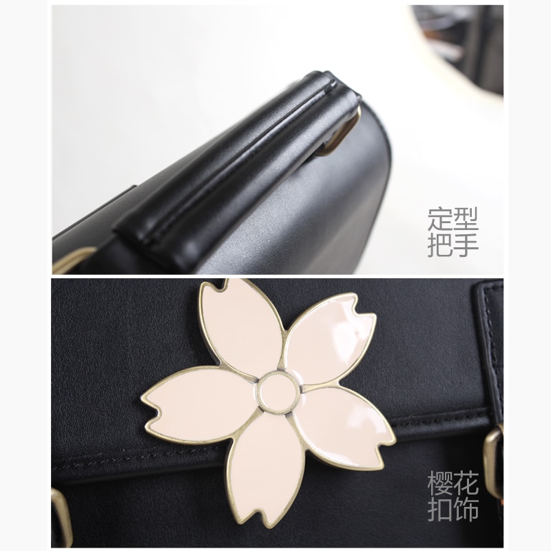 Japanese Uniform Preppy Style Handbag Women School Bag PU Vintage Handle Bag With Sakura Buckle Shoulder Bag For Girls