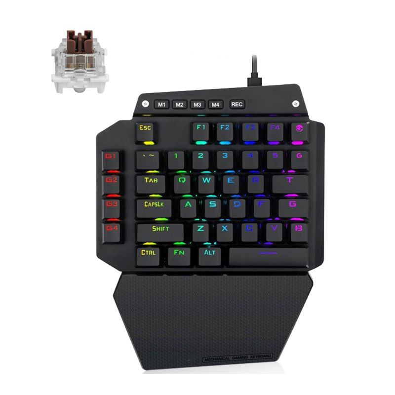 K700 One-hand Mechanical Gaming Keyboard RGB LED Backlight Outemu Switch Macro Defines 44 Keys Keyboard: Khaki