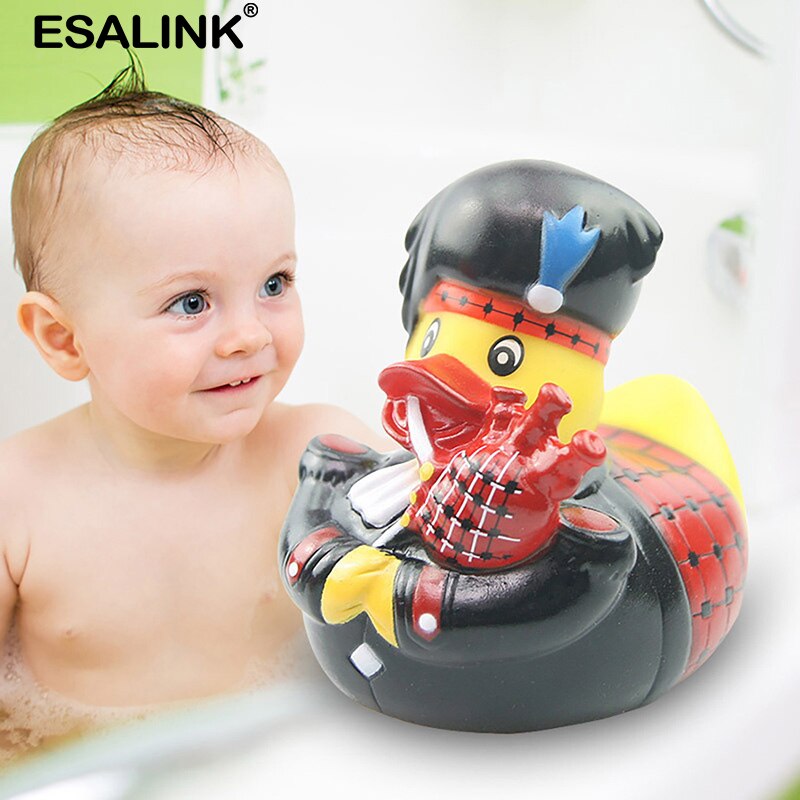 ESALINK Rubber Duck Style Spoof Duck Red Hockey Rhubarb Duck Black Hat Toy Duck Children Toy Duck