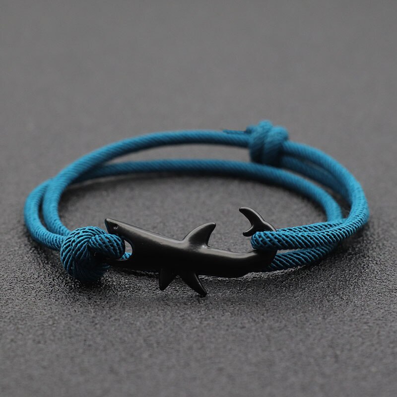 Noter haj armbånd unisex dobbelt lag justerbar 3mm snor kæde armbånd strand smykker tilbehør surfer armbånd pulsera: Varm stempling