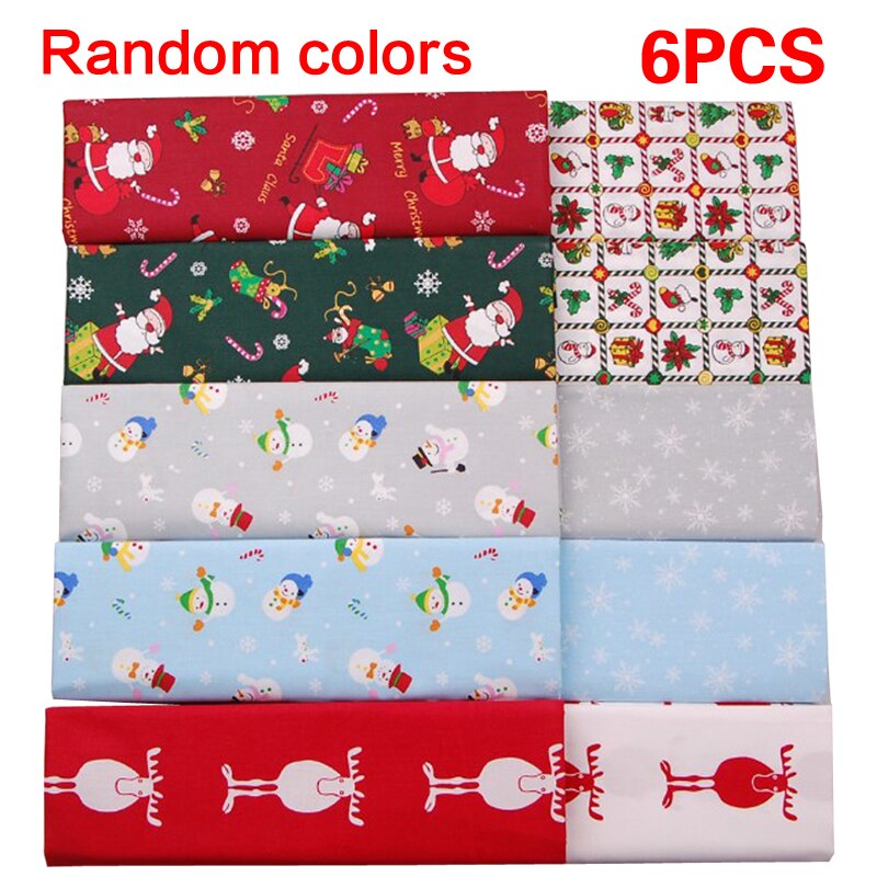 6/10 stuks Kerstmissneeuwman Serie Print Katoen Stof DIY Patchwork Telas Naaien Baby Speelgoed Beddengoed Quilten Pop De doek 25x25cm: 6pcs random