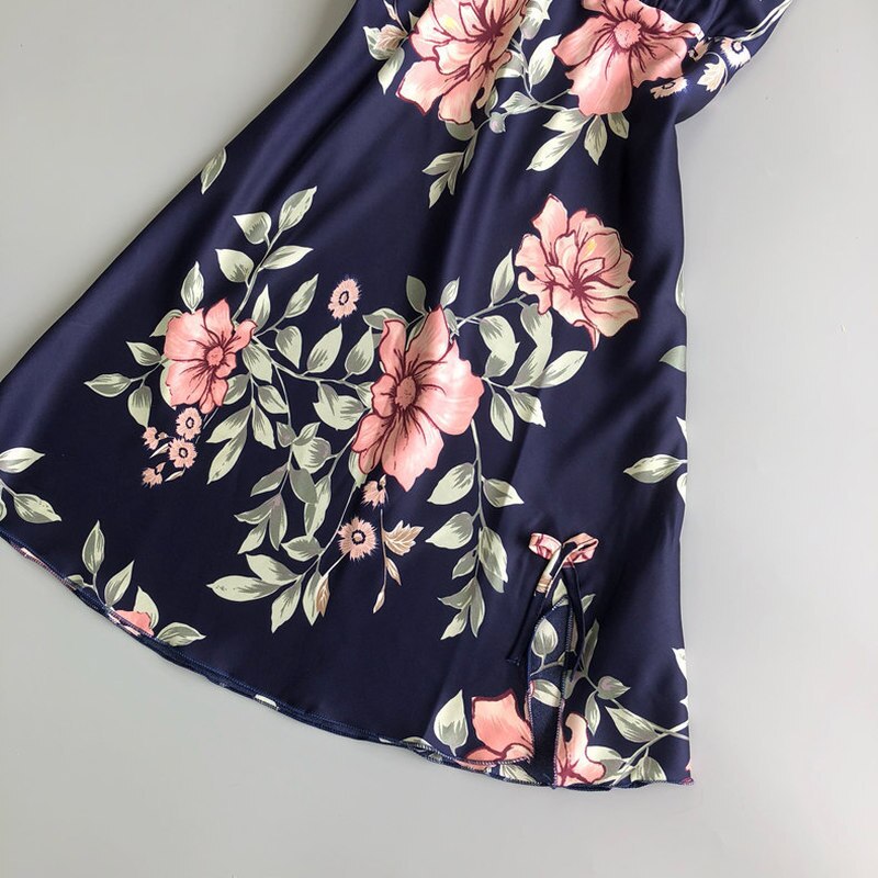 Nachthemden Vrouwen Mouwloze Bloem Printing Spaghetti Knielange Koreaanse Leisure Losse Elegante Womens Sleepshirt Nachtkleding