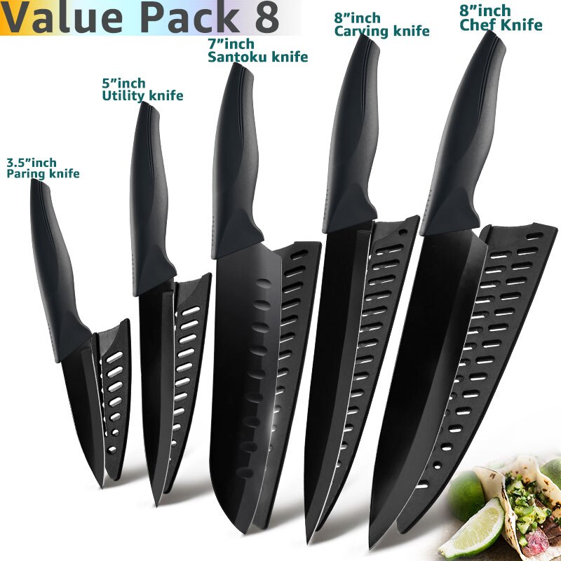 Küche Messer 3,5 5 7 8 zoll 1-6 einstellen Koch Edelstahl Nicht Stock Klinge X50CrMov15 Brot Schneidemaschine Dienstprogramm Santoku Messer: Wert Pack 8